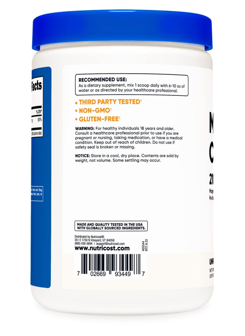 Nutricost - Magnesium Citrate, 210 G Magnesium Per Serving, 319 Servings, 500 G Per Container, Unflavored Net Wt. 17.9 Oz (1.1 LB) (500 G), Dietary Supplement - Image 1