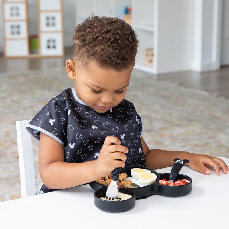 Bumkins Disney Toddler Utensils, Kids Size Fork and Spoon Set, Silicone and Stainless-Steel Training Silverware, Fork / Spork for Self-Feeding, Children Learning to Eat, 18 Mos Up, Mickey Mouse - Image 3