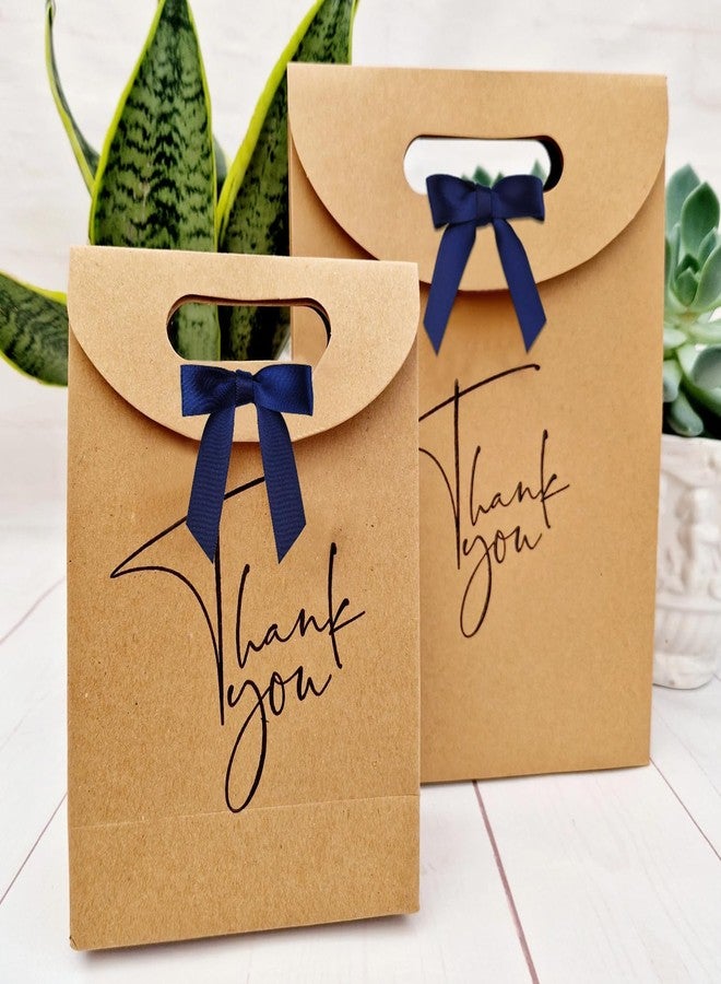 Resflyar 60 Pack Twist Tie Bows for Treat Bags, 2.76" Navy Blue Satin Ribbon Bows Premade Craft Bows for Christmas Craft Gift Wrapping Birthday Cake Cookie Candy Baking Wedding Baby Shower Thanksgiving Decor - Image 5