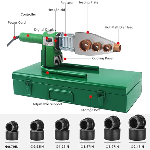 WINB Plastic Pipe Welder Plastic pipe 110-220v welding tool Pipe Welding Machine PP, PP-R, PE, PP-C Pipe with 0.79/0.98/1.26/1.57/1.97/2.46 in Die Head - Image 2
