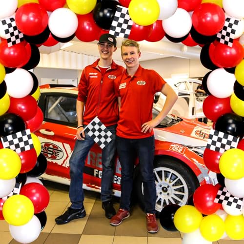 KEFAN Race Car Birthday Party Decorations Supplies with Happy Birthday Racing Car Backdrop, Tablecover, and Checkered Flags Balloons for Kid Boys Let's Go Racing Happy Birthday Party Supplies - Image 3
