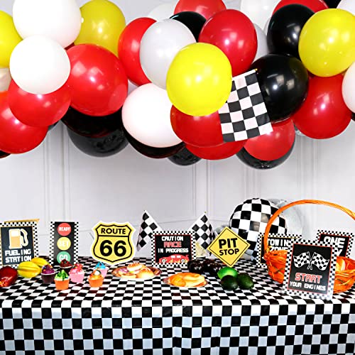 KEFAN Race Car Birthday Party Decorations Supplies with Happy Birthday Racing Car Backdrop, Tablecover, and Checkered Flags Balloons for Kid Boys Let's Go Racing Happy Birthday Party Supplies - Image 5