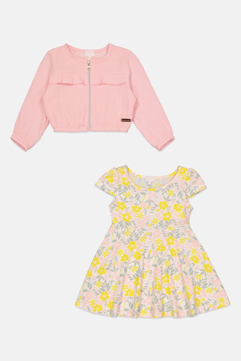 Kensie Toddlers Girl 2 Pcs Floral Print Dress And Jacket Set, Multicolor - Image 3