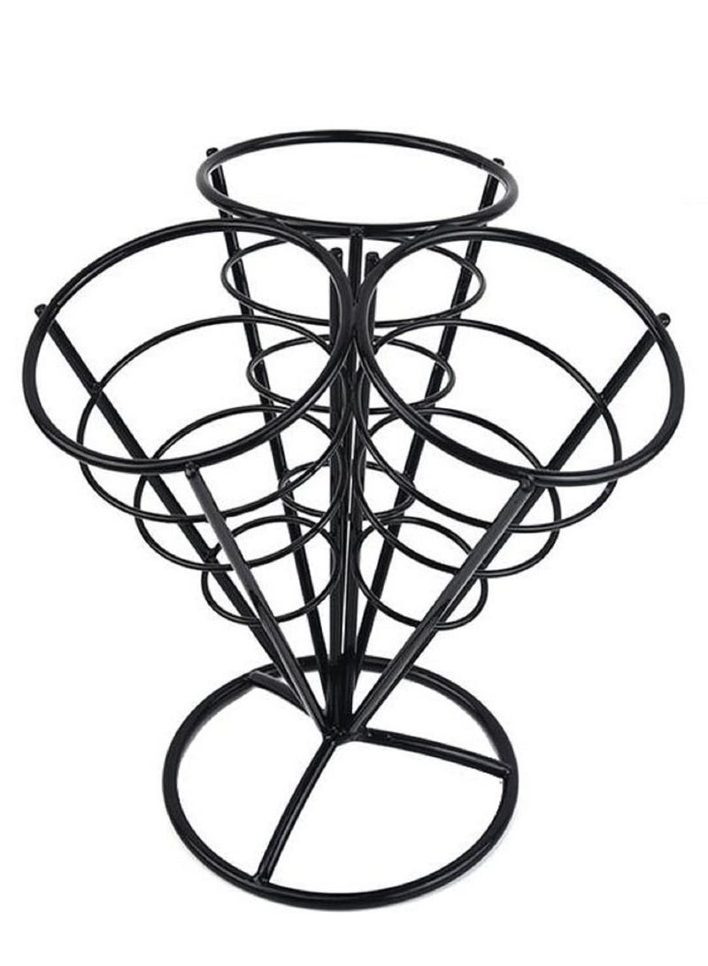 Excefore 1 Holds 3 Cones Cone Holder Stand French Fries Stand Cone Basket Fry Holder Metal Cone Snack Fried Chicken Display Rack Wire Stands for Kitchen Restaurant Party Supplies - Image 1