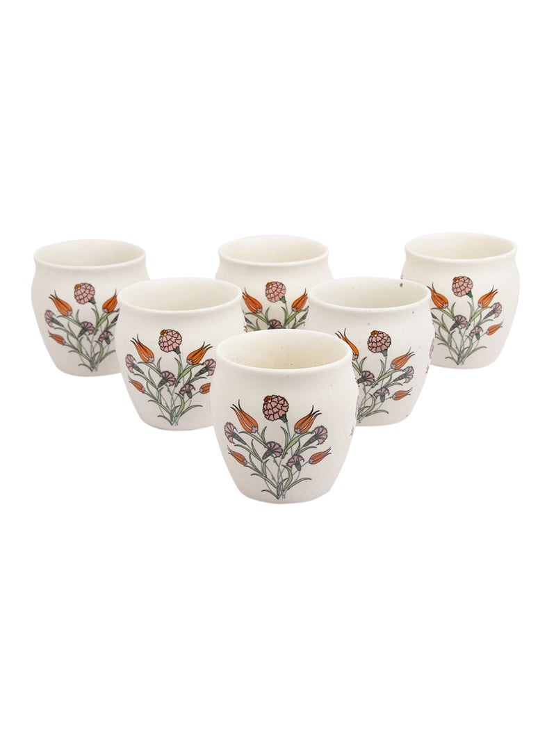 MIAH Decor Handcrafted Floral Matt Collection - Traditional Style Re-useable Stoneware/Ceramic Kullad/kulhad/kullar/Kullad Tea Cups for Serving Coffee & Milk-Set of 6(MD-212) - Image 2