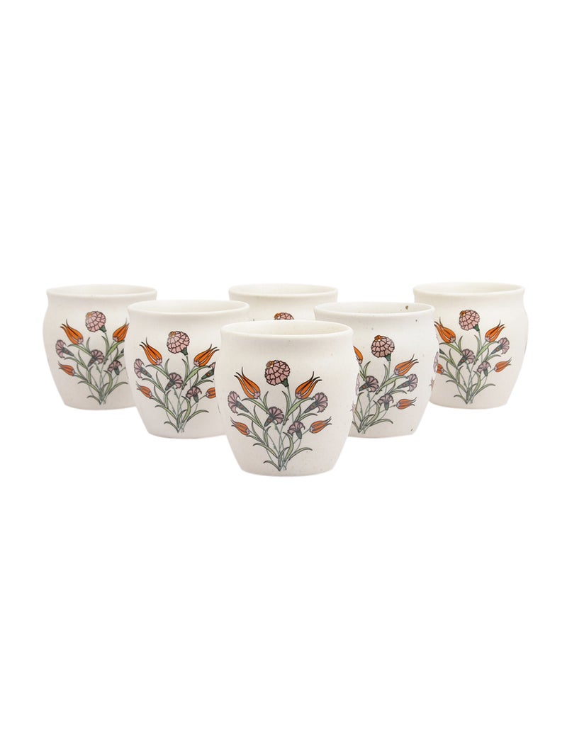 MIAH Decor Handcrafted Floral Matt Collection - Traditional Style Re-useable Stoneware/Ceramic Kullad/kulhad/kullar/Kullad Tea Cups for Serving Coffee & Milk-Set of 6(MD-212) - Image 4