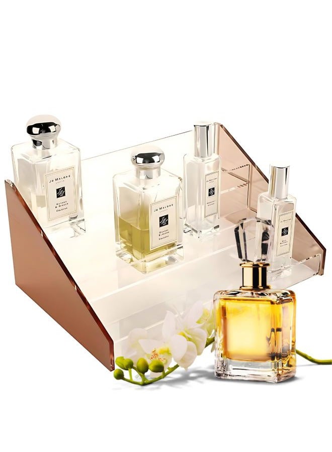 cleveaid منظم عطور، حامل عطور، منظم طلاء أظافر لزاوية التجميل، رف طلاء أظافر، قواعد عرض أكريليك، حامل باللون الوردي الذهبي - Image 1