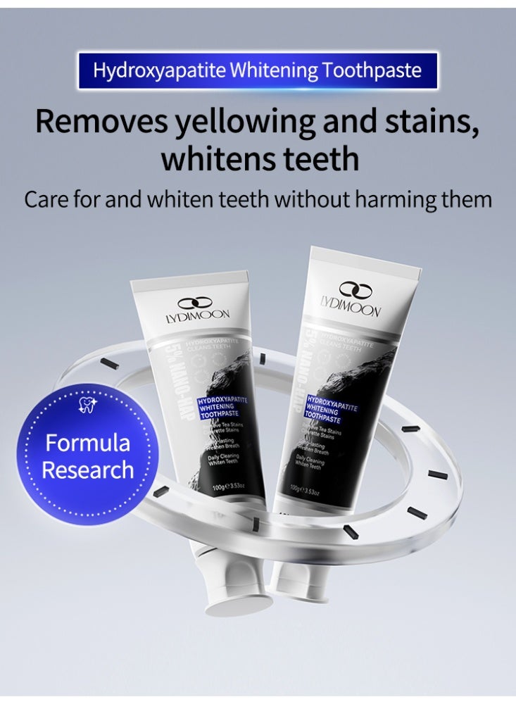 LYDIMOON Hydroxyapatite Whitening Toothpaste Stain Removal Fresh Breath Enamel Repair 100g - Image 2