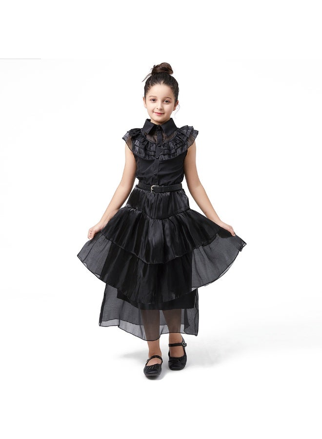 NIBEMINENT Adams Family Role Play Costume Wednesday Performance Outfit Same As Black Dress Dance Drama Performance Clothes Special Purpose  - Image 1
