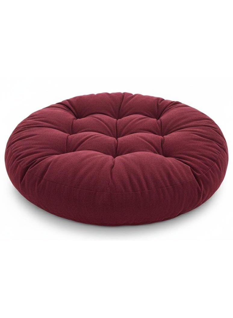 AKDC Extra-Large Round Polyester Floor Cushion – Rich Burgundy Color Plush Seating Pillow, 55×55×12 cm - Image 1