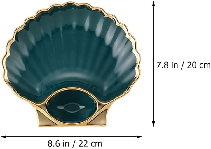 Cheese Board Ceramic Dumpling Plate Sushi Plates Shell Shape French Fries Dipping Tray Food Serving Dish Appetizer Storage Tray Dining Dish (Green) Dessert Plate - Image 4