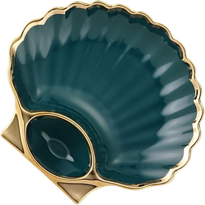 Cheese Board Ceramic Dumpling Plate Sushi Plates Shell Shape French Fries Dipping Tray Food Serving Dish Appetizer Storage Tray Dining Dish (Green) Dessert Plate - Image 1