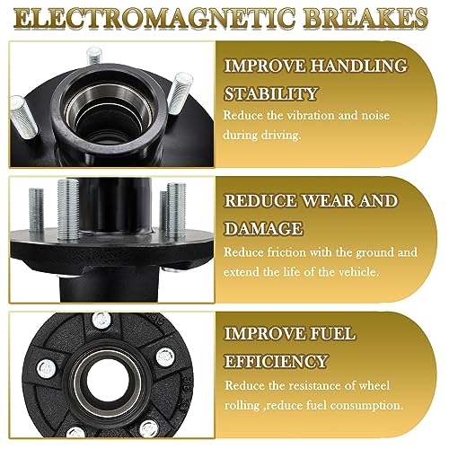 TiciKim 2 Sets Trailer Hub Kit 5 Bolt 4.5 for 3500 lb Trailer Axle Bearing Kit Boat Trailer Hub 5 Lug with Extra Trailer Dust Caps and Rubber Plugs for #84 Spindle 1-1/16'' to 1-3/8" Trailer Axles - Image 3