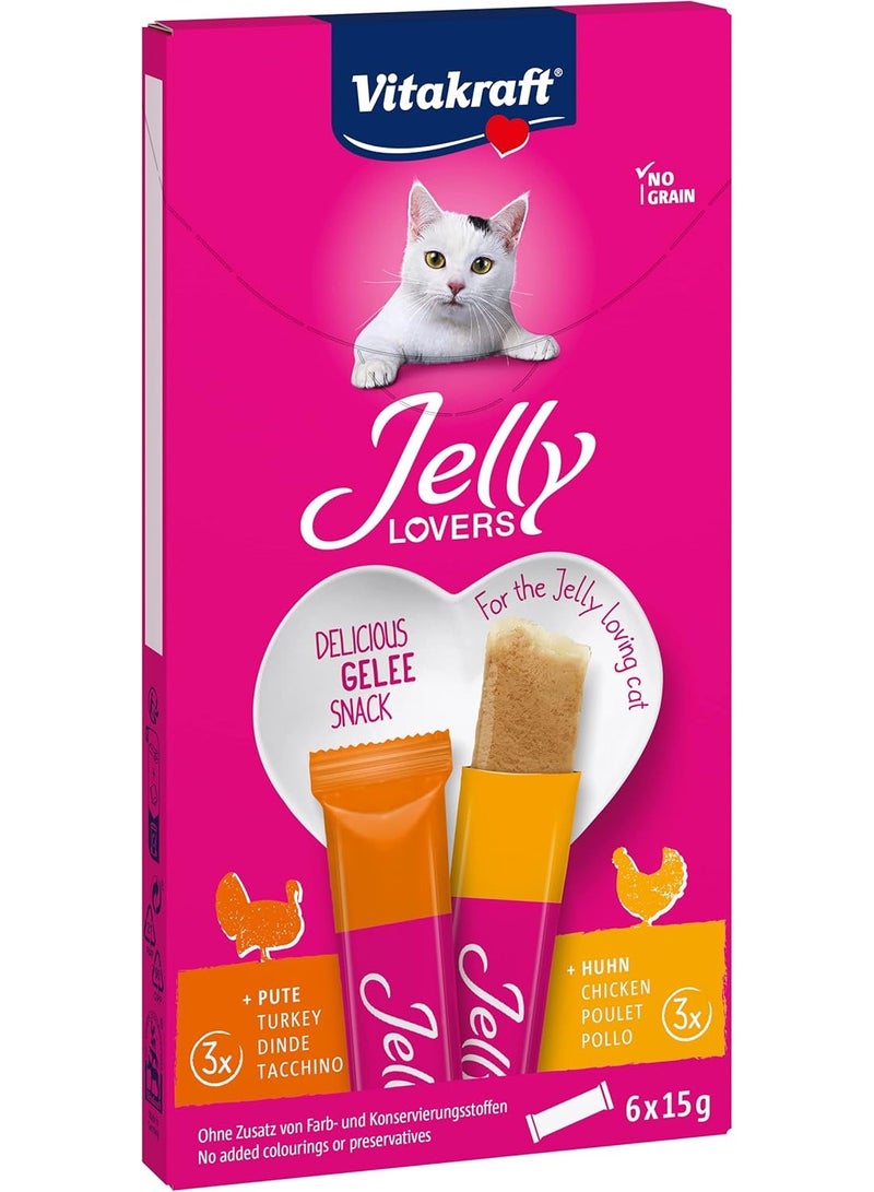 Vitakraft Cat Jelly Treats 6x15g - 3x Turkey 3x Chicken - Image 1