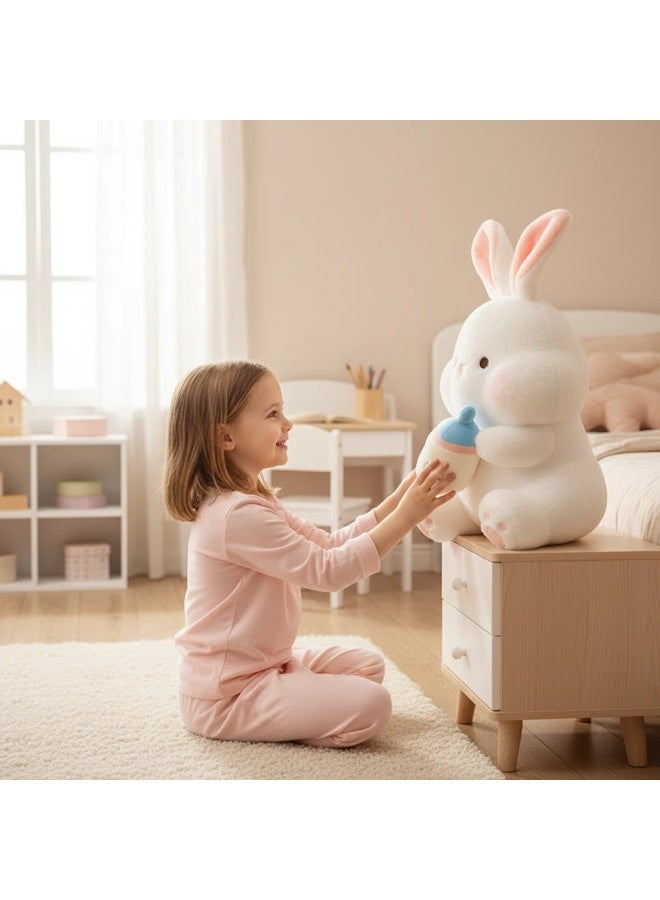 YQbest Cartoon Milk Bottle Rabbit Plush Toy - Soft Little White Rabbit Sofa Pillow Doll, Stuffed Animal Cushion for Kids Toddlers, Home Living Room Bedroom Decoration, Perfect Gift for Girls Boys - Image 2