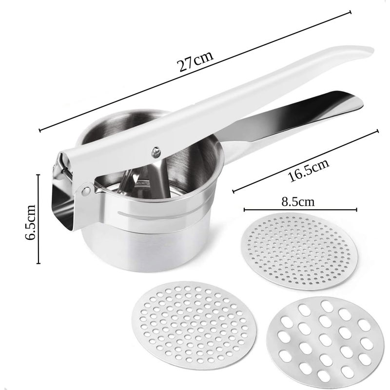 we3 Potato Ricer Masher Heavy Duty Food Presser for Potatoes Purple Potato Pumpkin Lemon Fruit Juice with 3 Pieces Replaceable Ricing Discs for Coarse Fine Ricing - Image 2