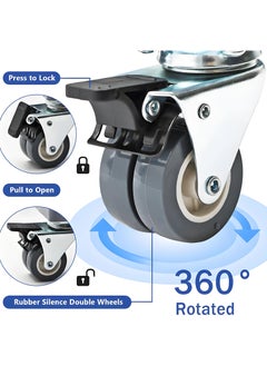CHHQLZS Washing Machine Base Mini Fridge Stand Universal Mobile Base Adjustable Washer Dryer Dolly Roller Telescopic Movable Pedestal with 4 Lockable Steel Wheels Double Tubes 8 Strong Feet for Refrigerator  - Image 3