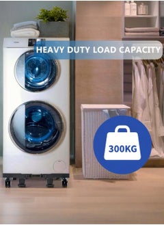 CHHQLZS Washing Machine Base Mini Fridge Stand Universal Mobile Base Adjustable Washer Dryer Dolly Roller Telescopic Movable Pedestal with 4 Lockable Steel Wheels Double Tubes 8 Strong Feet for Refrigerator  - Image 4
