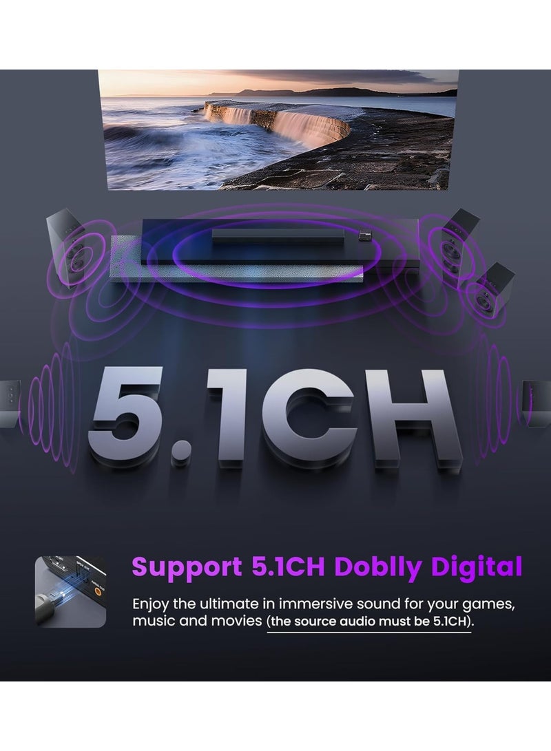 HDMI ARC Audio Extractor 4K@60Hz, HDMI to HDMI + Optical Toslink SPDIF + 3.5mm AUX Stereo, Audio Converter Splitter & Embedder, Supports HDCP2.2, PCM, DTS 5.1, Dolby Digital - Image 4