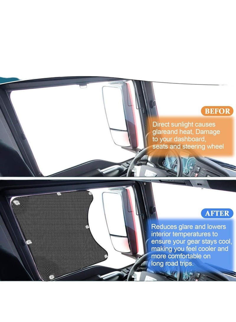SOLARAE 2 Pcs Side Window Sun Shade for Semi-Truck, 19.68'' X 23.53'' Semi Window Sun Shade, Suction Cup, Heat Protect, Fit for Freightliner Volvo VNL RV International Trucks, Semi Truck Accessories Interior - Image 5