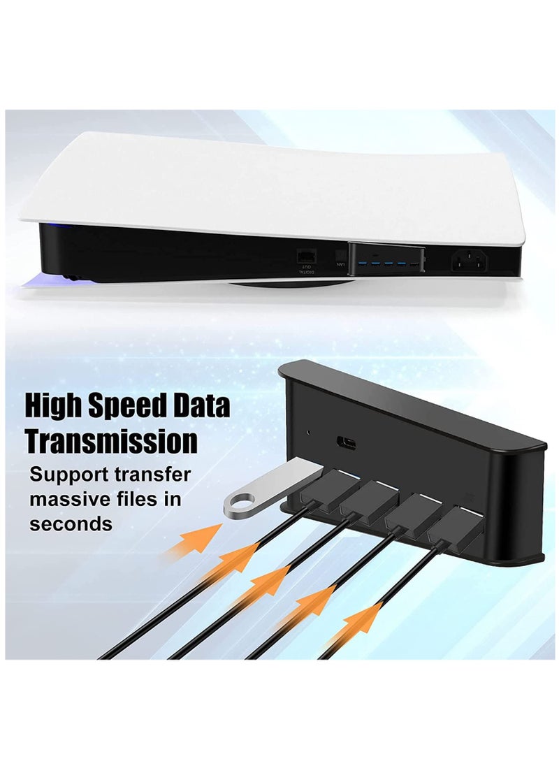 Generic - 5-Port USB Hub for PS5 - High-Speed USB 3.0 Expansion Adapter with Type-C Compatibility for PlayStation 5 Console, Perfect for Gaming Accessories and Charging. - Image 1