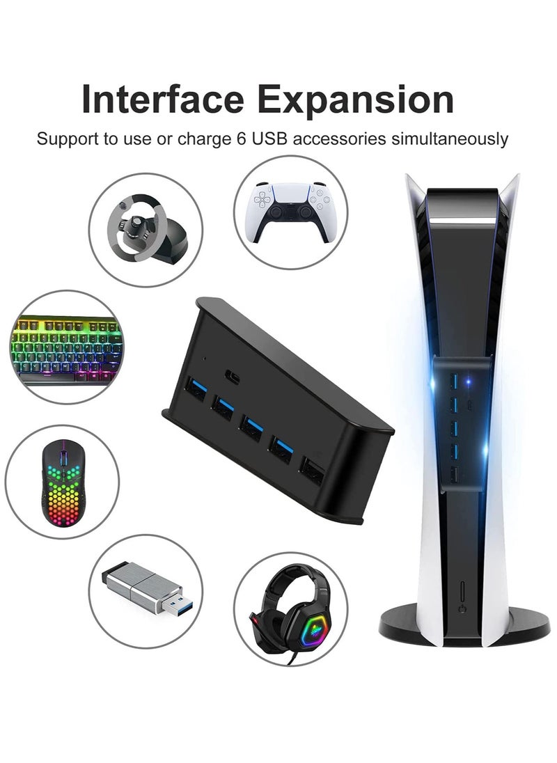 Generic - 5-Port USB Hub for PS5 - High-Speed USB 3.0 Expansion Adapter with Type-C Compatibility for PlayStation 5 Console, Perfect for Gaming Accessories and Charging. - Image 1