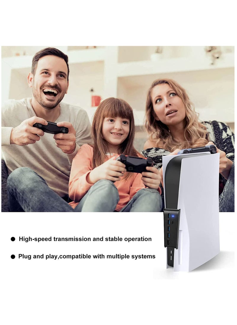 Generic - 5-Port USB Hub for PS5 - High-Speed USB 3.0 Expansion Adapter with Type-C Compatibility for PlayStation 5 Console, Perfect for Gaming Accessories and Charging. - Image 1