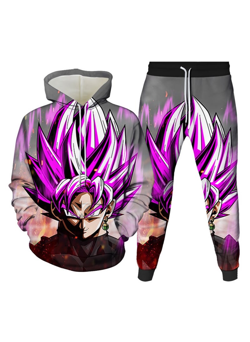 KUYING New Dragon Ball Print Hooded Pullover Ankle Binding Pants Sports Two-Piece Set  - Image 1