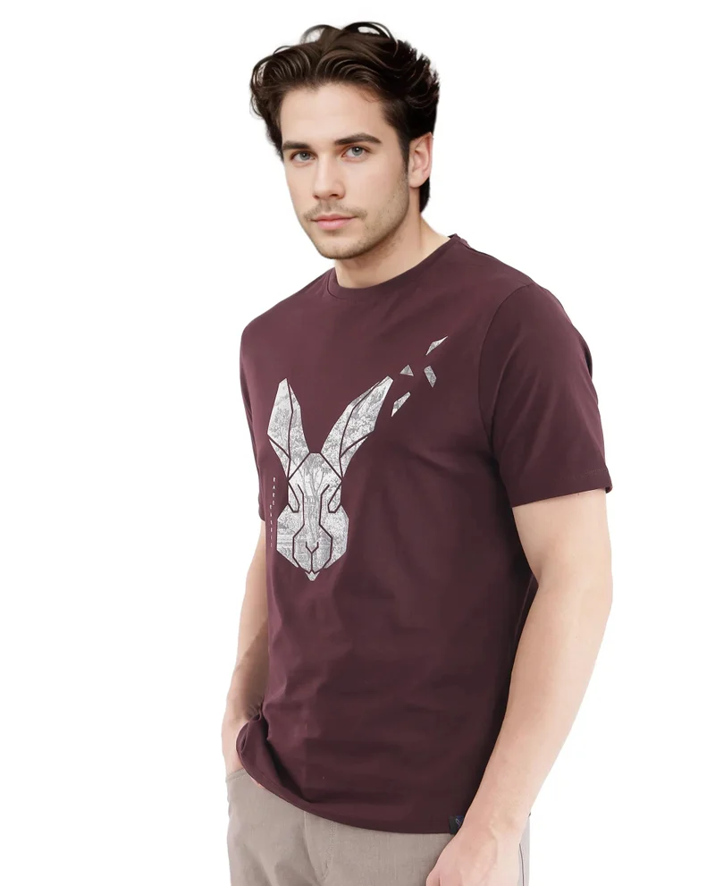 Rare Rabbit Men's Crew Neck Logo Print T-Shirt