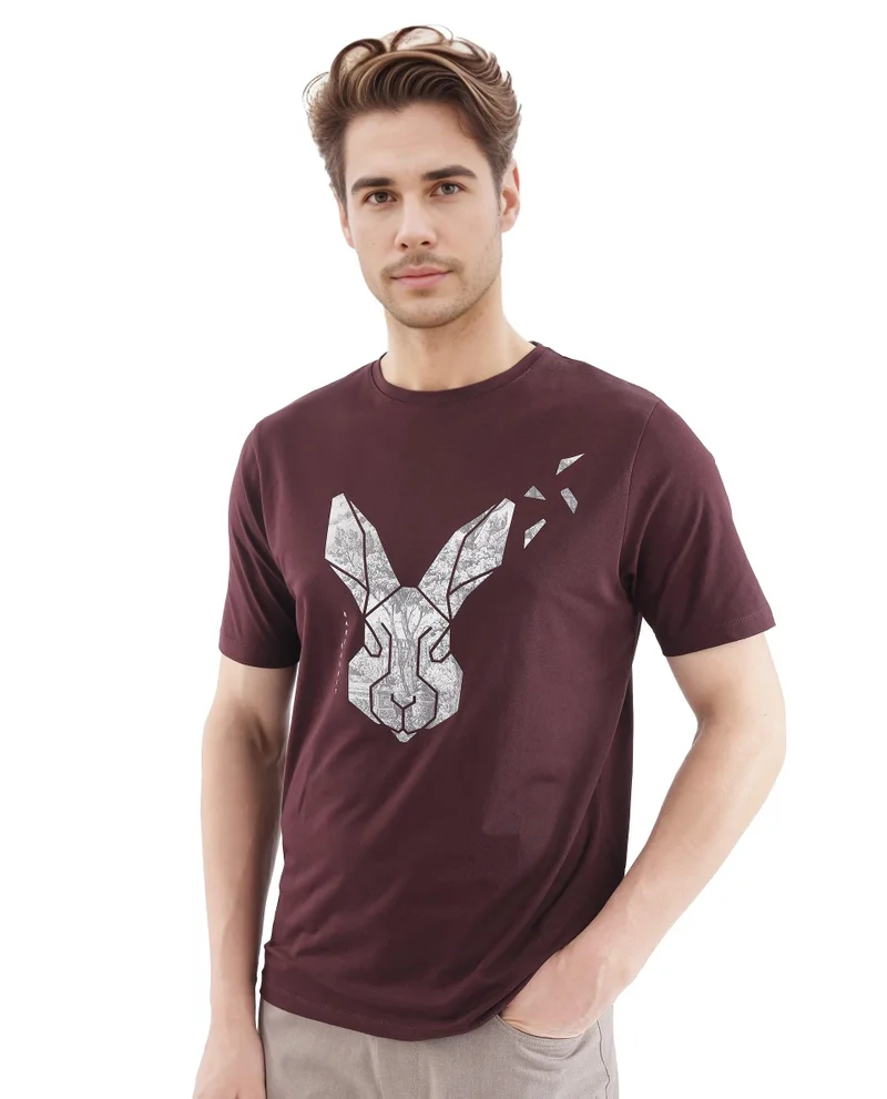 Rare Rabbit Men's Crew Neck Logo Print T-Shirt