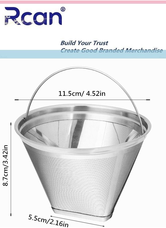 Rcan - Reusable SUS304 Stainless Steel Mesh Portable Handle Coffee Filter Mesh Coffee Powder Basket Permanent Replacement Filter Suitable for Drip Coffee Machines and Universal Coffee Machine Accessories - Image 1