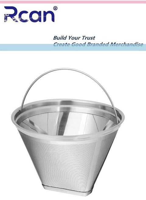 Reusable SUS304 Stainless Steel Mesh Portable Handle Coffee Filter Mesh Coffee Powder Basket Permanent Replacement Filter Suitable for Drip Coffee Machines and Universal Coffee Machine Accessories