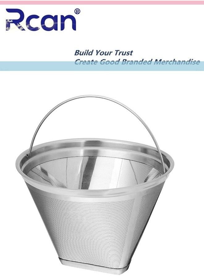 Rcan - Reusable SUS304 Stainless Steel Mesh Portable Handle Coffee Filter Mesh Coffee Powder Basket Permanent Replacement Filter Suitable for Drip Coffee Machines and Universal Coffee Machine Accessories - Image 1