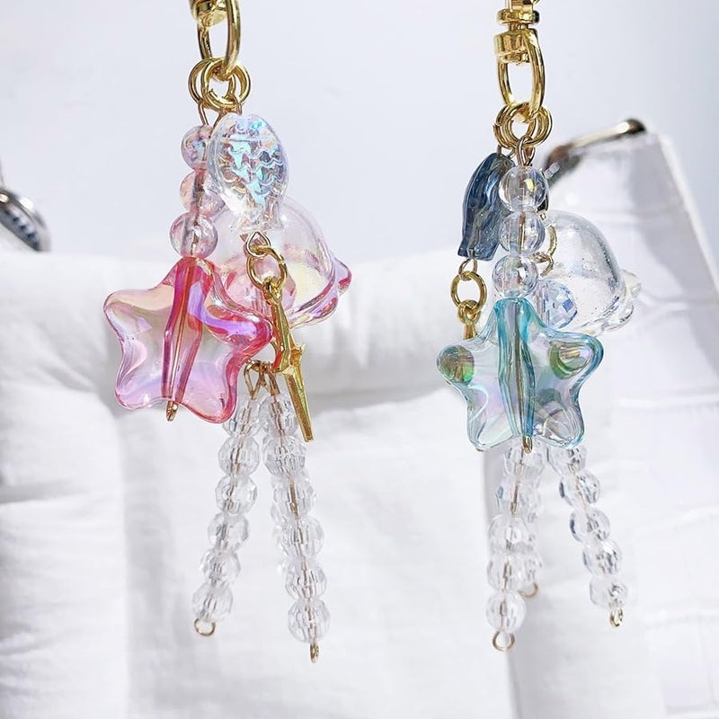 Colorful Jellyfish Star Windchime Keychain For Backpack Phone Camera Charm Accessory - Image 2