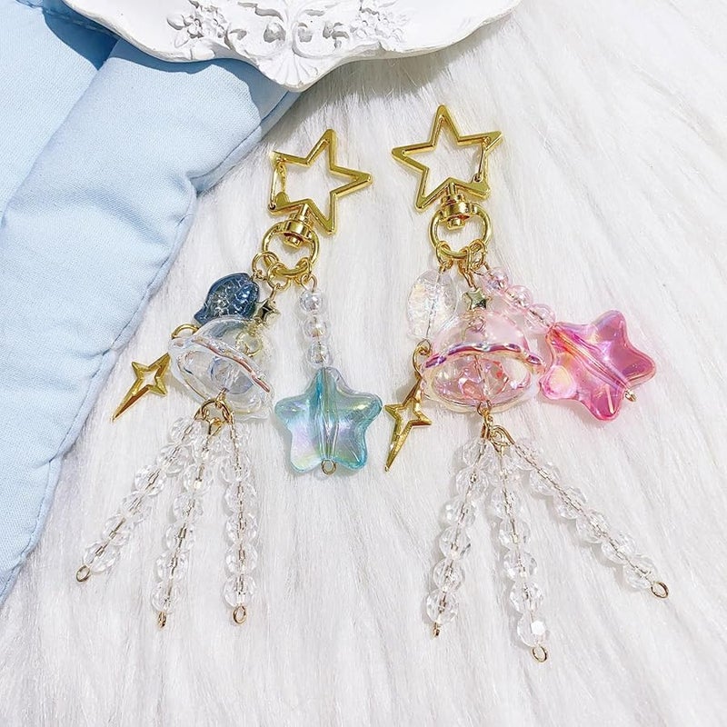Colorful Jellyfish Star Windchime Keychain For Backpack Phone Camera Charm Accessory - Image 5