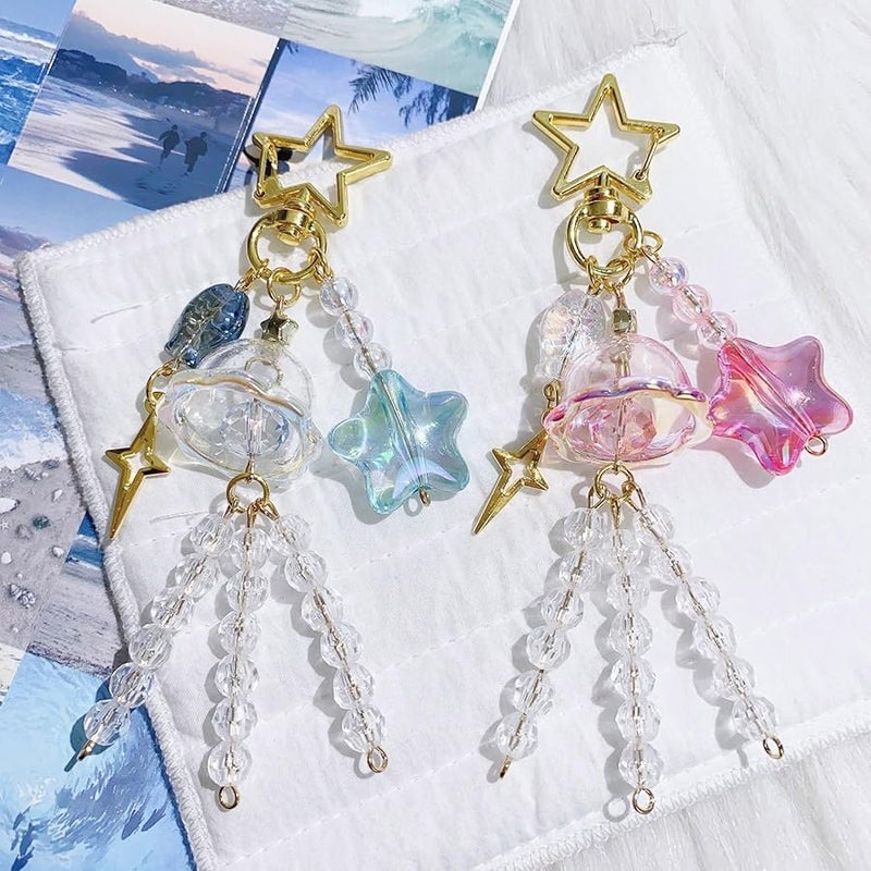Colorful Jellyfish Star Windchime Keychain For Backpack Phone Camera Charm Accessory - Image 3