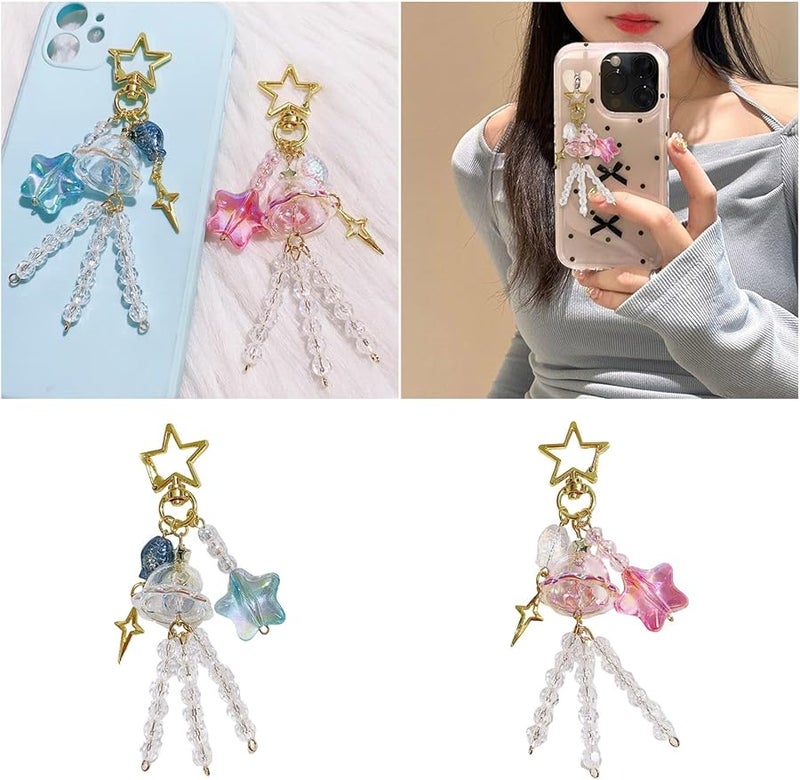 Colorful Jellyfish Star Windchime Keychain For Backpack Phone Camera Charm Accessory - Image 1