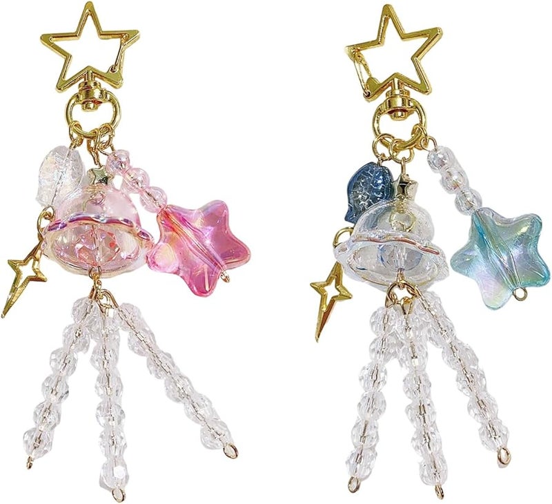 Colorful Jellyfish Star Windchime Keychain For Backpack Phone Camera Charm Accessory - Image 4