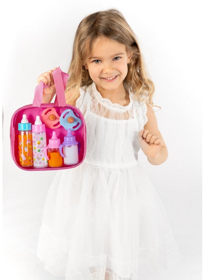 fash n kolor ®, My Sweet Baby Disappearing Doll Feeding Set | Baby Care 6 Piece Doll Feeding Set For Toy Stroller | 2 Milk & Juice Bottles With 2 Toy Pacifier For Baby Doll - Image 1