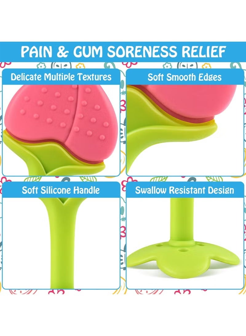 إيكيوك 4 قطع من ألعاب التسنين للأطفال حواف ناعمة وآمنة مصنوعة من السيليكون الناعم المخصص للأغذية لعلاج أسنان الأطفال يمكن وضعها في الثلاجة خالية من مادة BPA بنسبة 100٪ مجموعة لعلاج أسنان الأطفال للبنين والبنات - Image 4