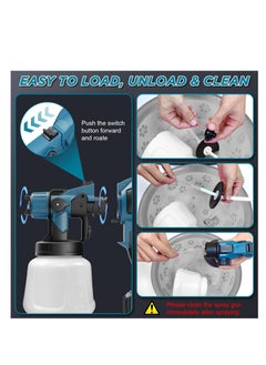 ZLH HITY Paint Sprayer, Cordless with 2 X 4.0mAh 21V Battery, 6 Nozzles & 3 Spray Modes, 900ml Container, Copper Motor Paint Sprayer Gun for House Painting Fence Cabinets Wall  - Image 4
