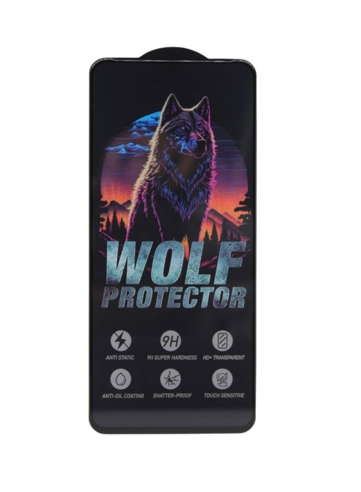 Wolf Protector Design Tempered Glass Screen Protector for Oppo A58 - Clear & Black - Image 1