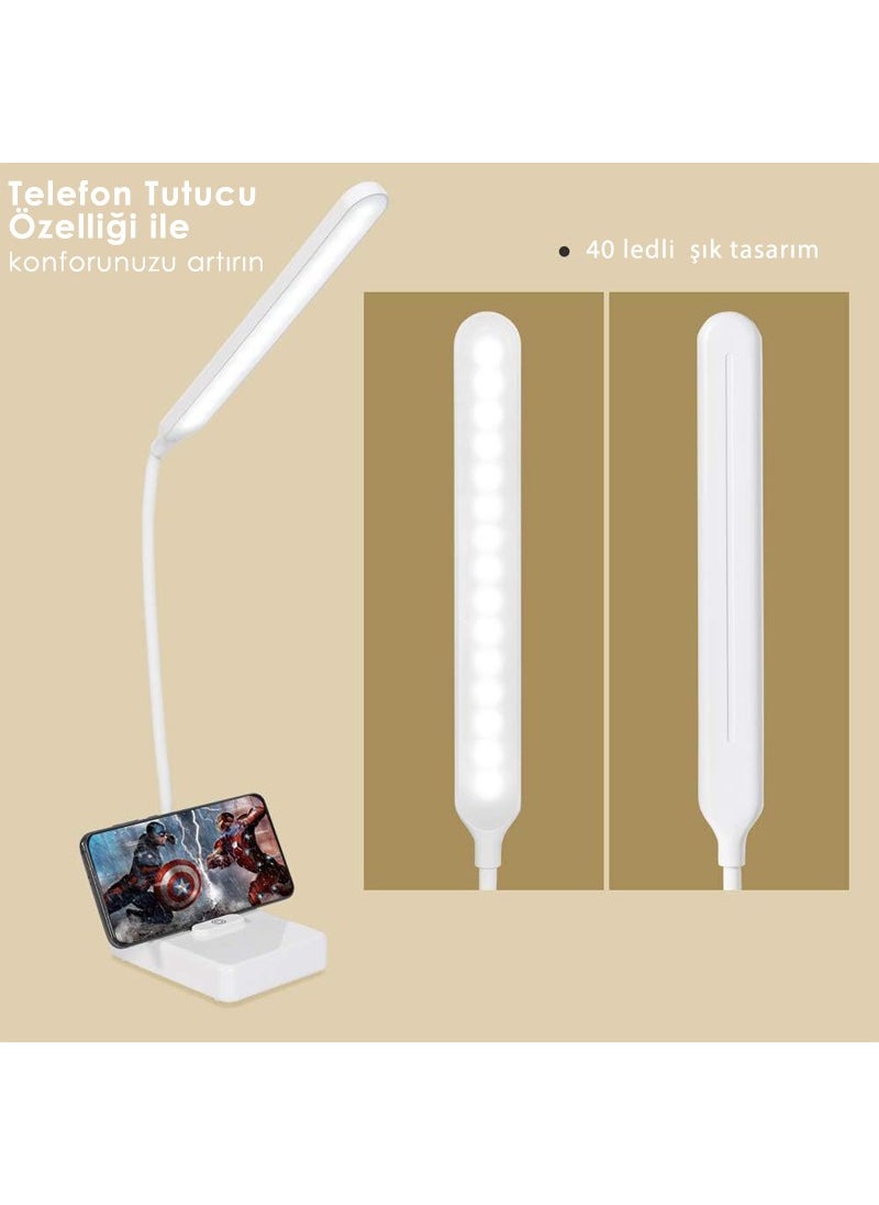 Technosmart USB Rechargeable White Phone Holder Table Lamp with Different Color Options Stylish Night Light Office  - Image 4