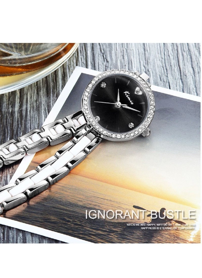 KIMIO - Kimio Ladies Luxury Diamond Waterproof Quartz Stainless Steel Bracelet Watch for Party Travel Shopping - Image 1