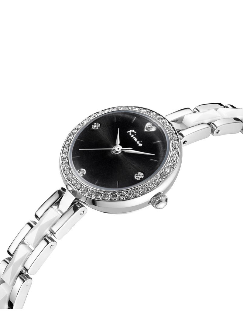 KIMIO - Kimio Ladies Luxury Diamond Waterproof Quartz Stainless Steel Bracelet Watch for Party Travel Shopping - Image 1
