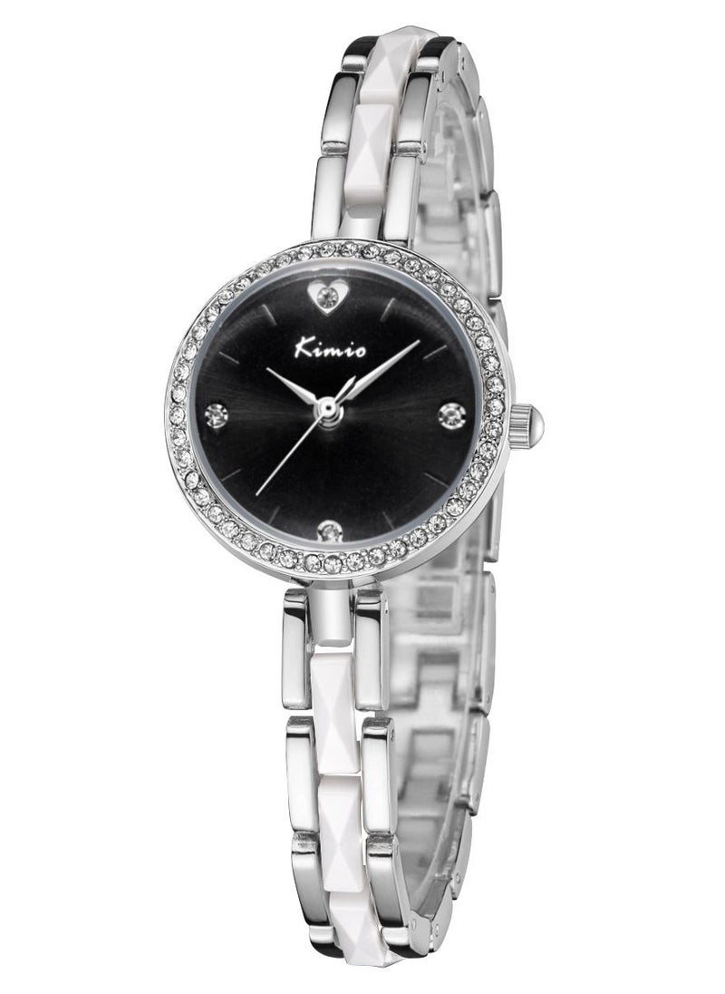 KIMIO - Kimio Ladies Luxury Diamond Waterproof Quartz Stainless Steel Bracelet Watch for Party Travel Shopping - Image 1