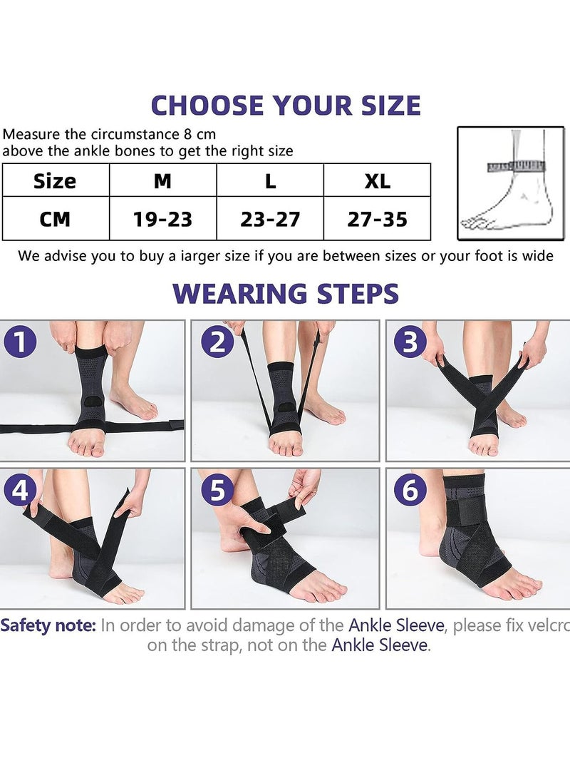Gonice 1 pair Ankle Support Brace, Adjustable Compression Ankle Support, for Men Women Achilles Tendon Support and Plantar Fasciitis, Eases Pain Swelling and Sprained Ankle Pain - Image 4