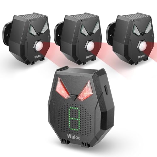 Wuloo Solar Driveway Alarm Wireless Outside Weatherproof 12 Mile Long Range Outdoor Motion Sensor Detector Alarm Driveway Alert System with Rechargeable BatteryExpandable 3 Sensor 1 Receiver Set - Image 1