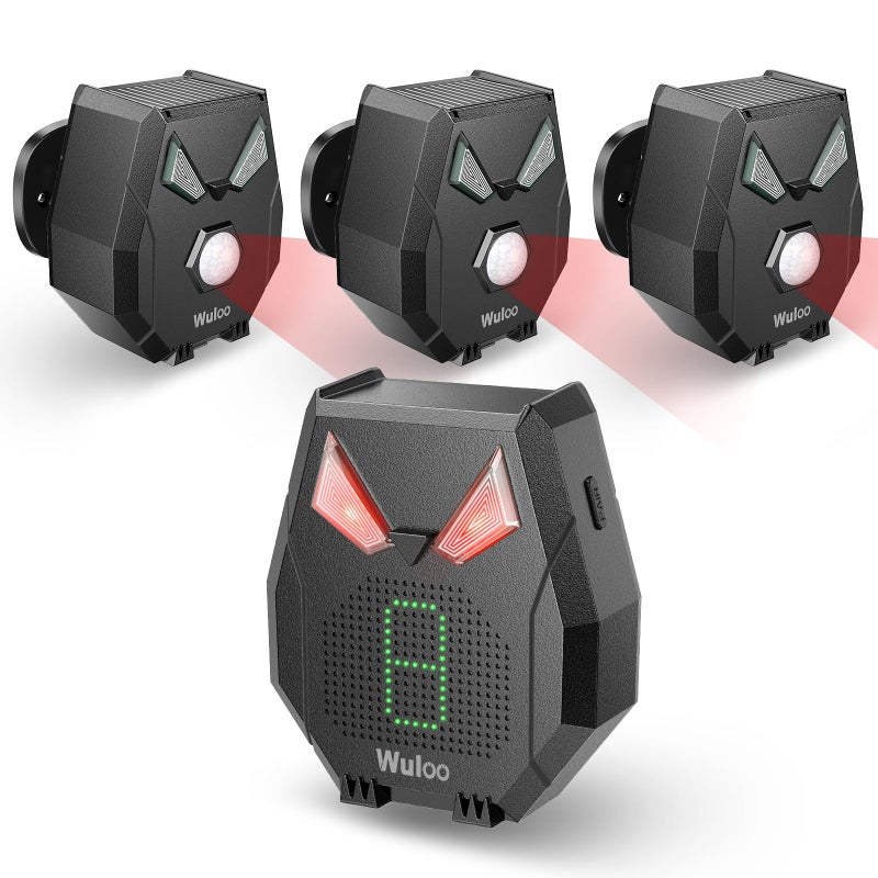 Wuloo Solar Driveway Alarm Wireless Outside Weatherproof 12 Mile Long Range Outdoor Motion Sensor Detector Alarm Driveway Alert System with Rechargeable BatteryExpandable 3 Sensor 1 Receiver Set - Image 2