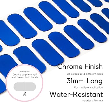 NAILOG Semi Cured Gel Nail Strips 20 Extra Long Stickers Glossy Long Lasting Soft Gel Finish Wrap Sapphire Blue - Image 4